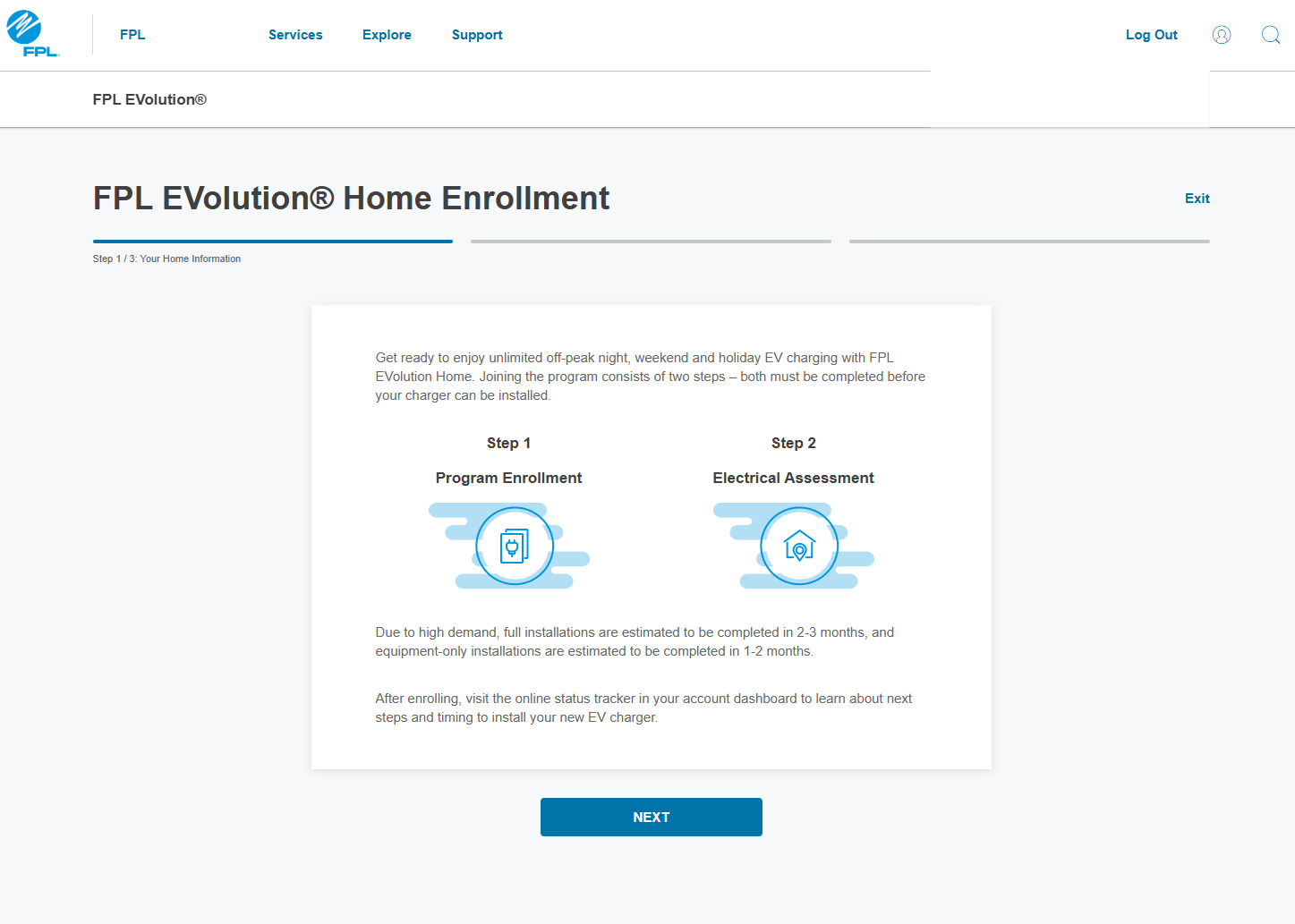 Customer Portal Dashboard for managing EV charger installations