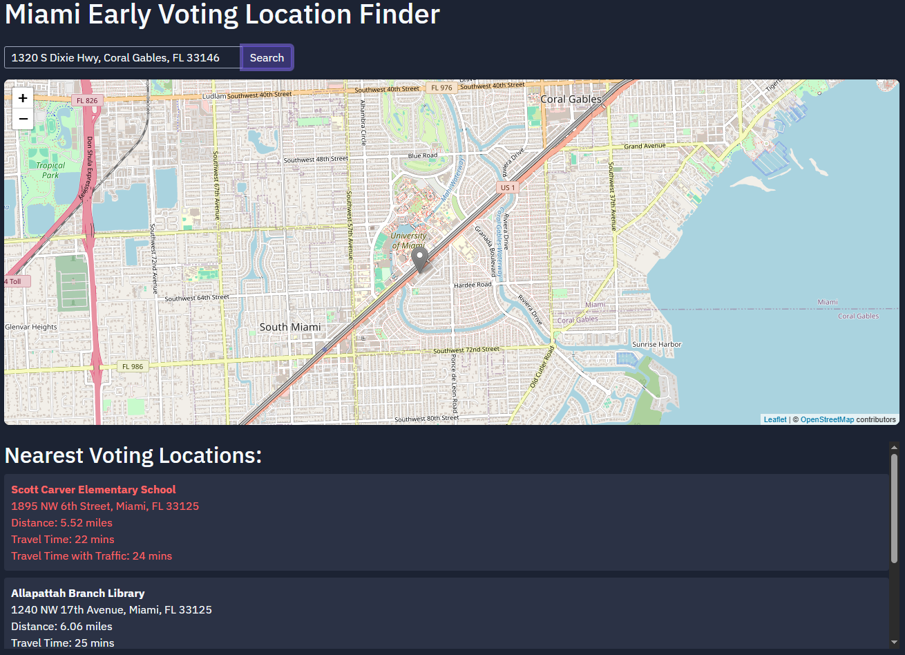 Miami Early Voting Location Finder